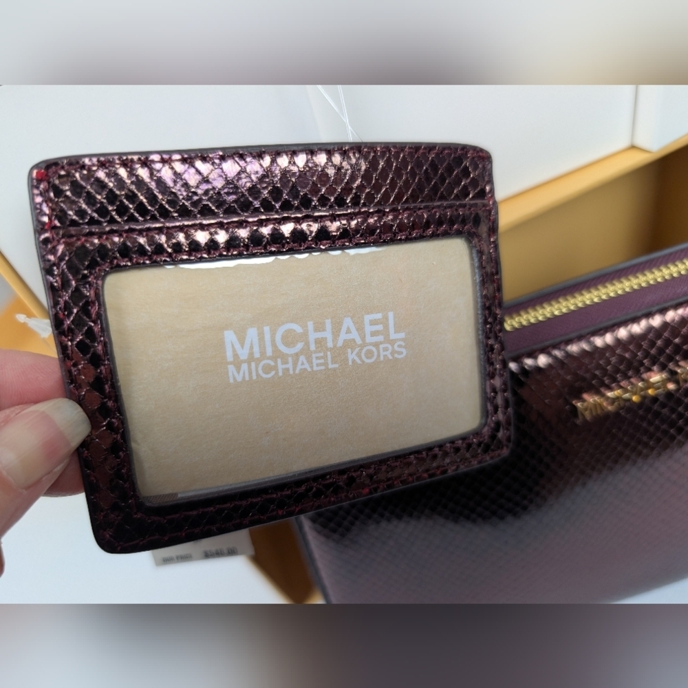Michael Kors Oxblood Rouge Sombre Crossbody Tote and Wallet Box Set - Picture 7 of 16